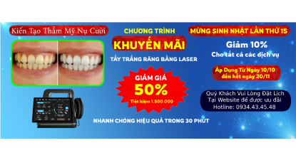  Tẩy trắng răng giảm 50%
